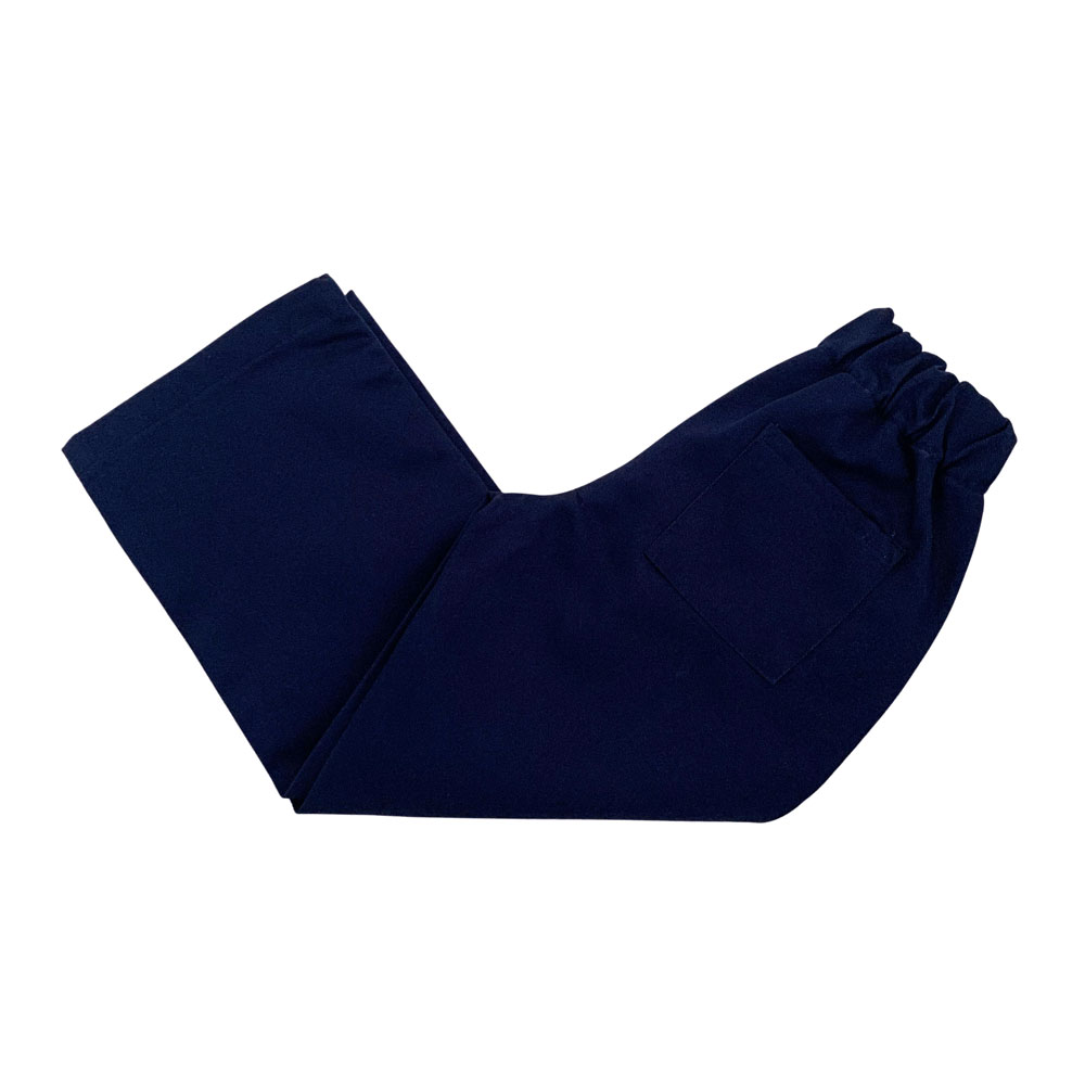 A pair of navy cotton trousers for a child's Garda Siochana dress up and role play costume.
