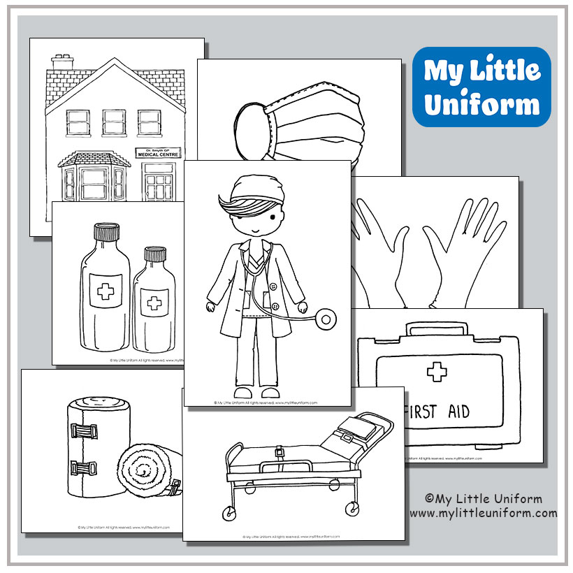 doctor surgery dramatic play colouring pages