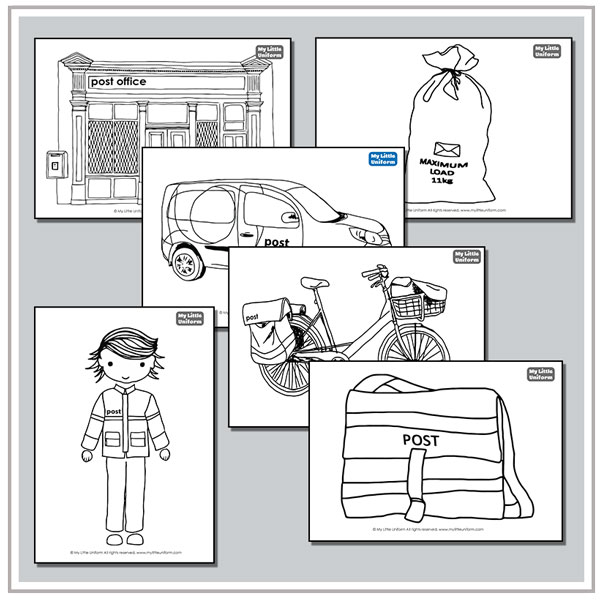 post office themed colouring pages for children