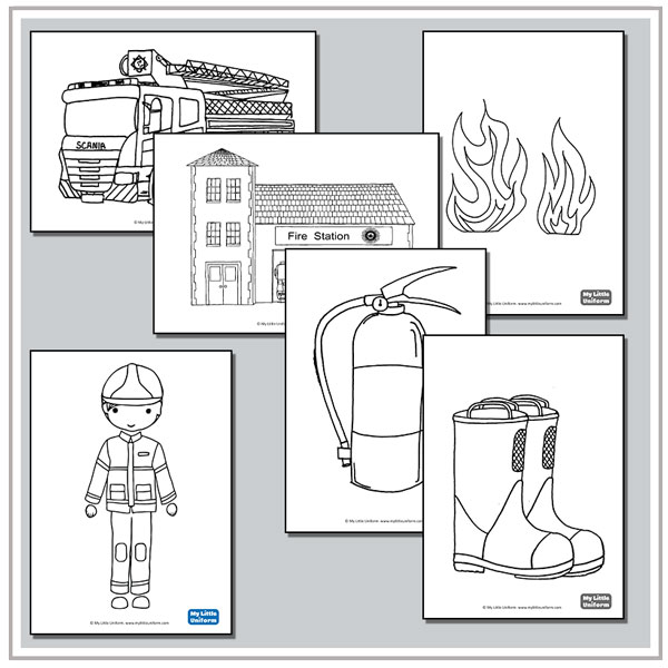 Firefighter themed colouring book free to download