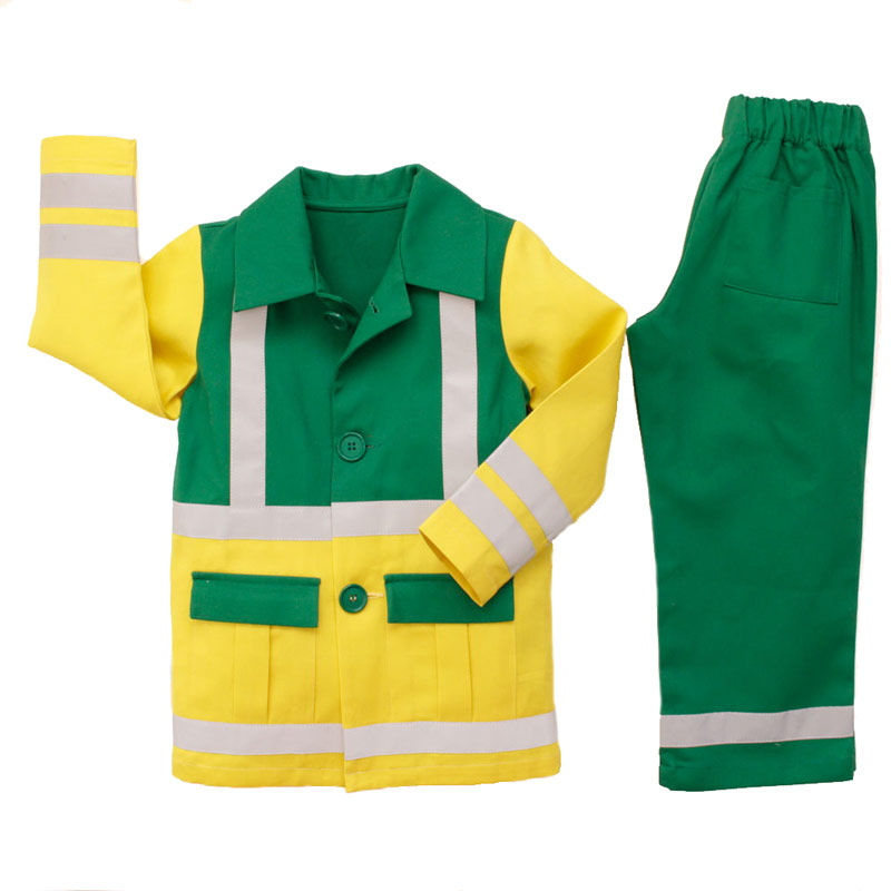 Childrens Irish paramedic costume in green and yellow cotton