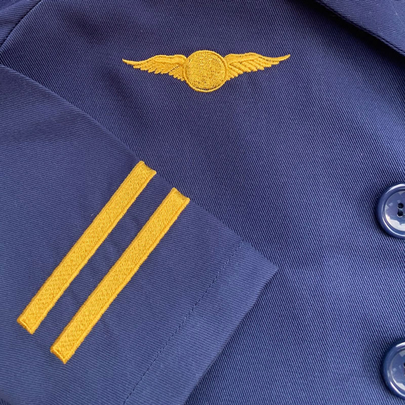childrens pilot costume embroidery detail