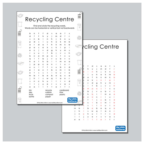 Recycling Centre Word Search